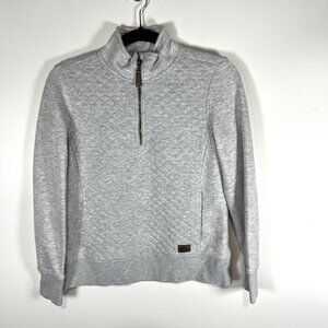 L.L. Bean Womens Quilted Quarter Zip‎ Pullover Sweatshirt Long Sleeve Gray SZ XS